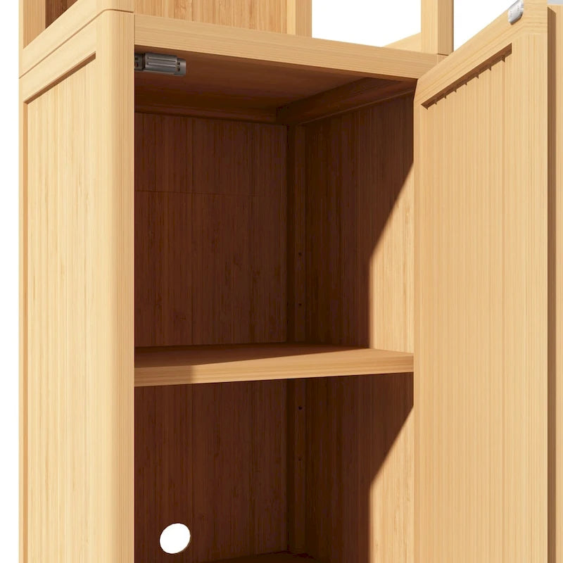 Storage Tall Slim Cabinet with Shutter Door and 3 Tier Shelves, Freestanding Linen Tower Cabinet for Living Room