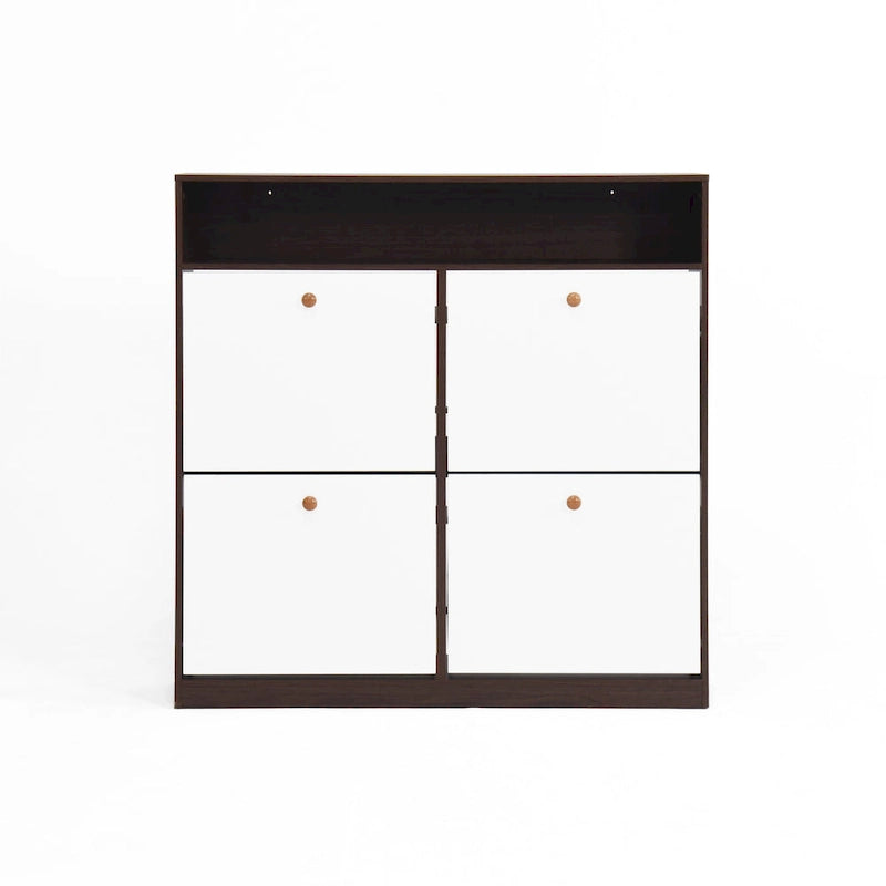 Schuhschrank mit 4 Klappschubladen, Schuhregal-Organizer mit Griff, freistehender Schuhschrank mit Kippschutz
