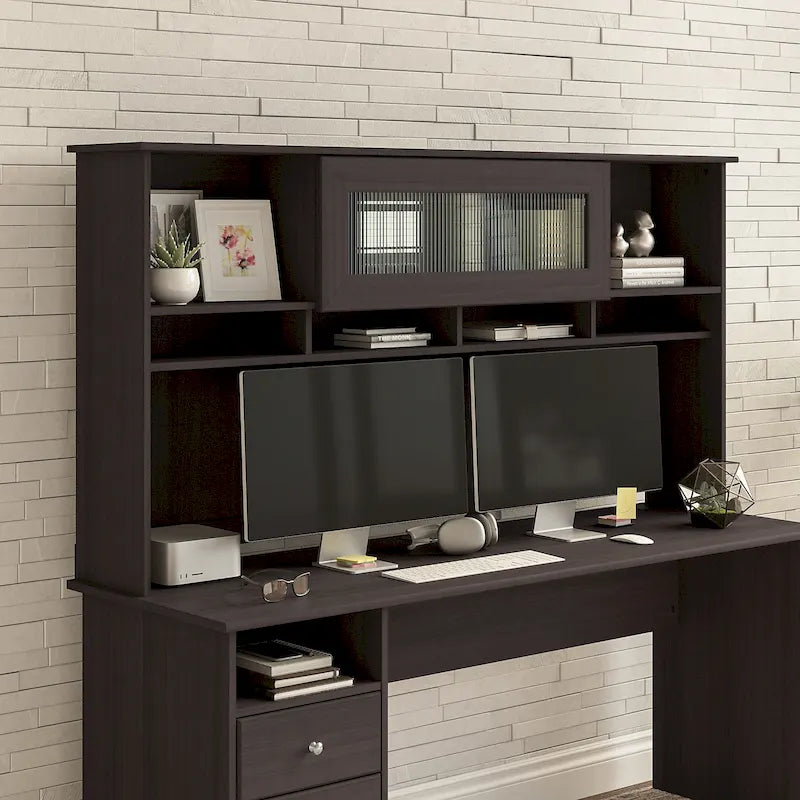 72W Desk Hutch with Fluted Glass Door - 72x12x36 in.