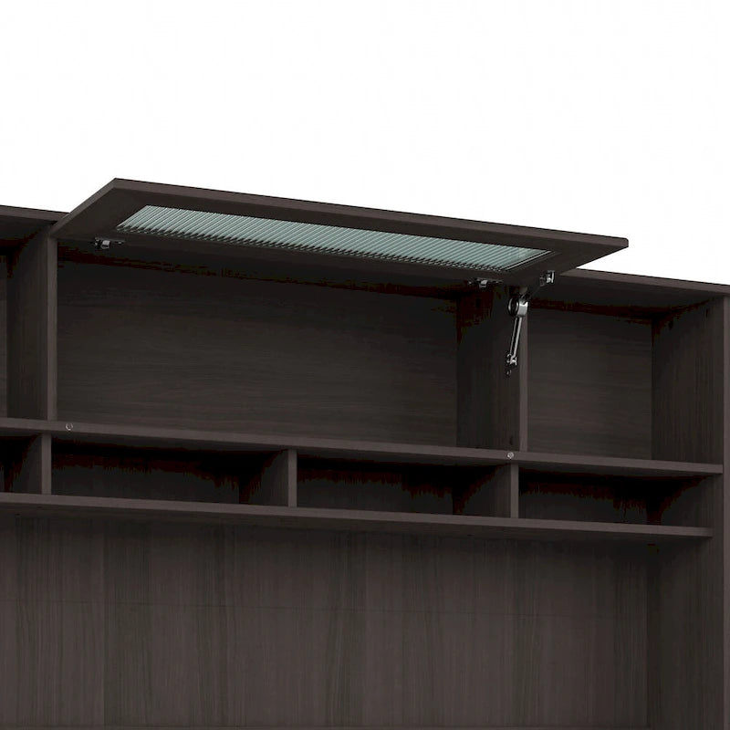 72W Desk Hutch with Fluted Glass Door - 72x12x36 in.