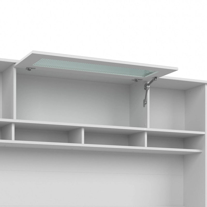 72W-Aufsatzschrank für den Schreibtisch mit geriffelter Glastür - 72x12x36 in.