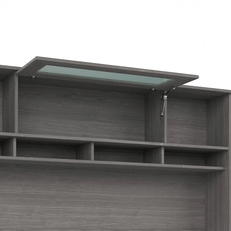72W-Aufsatzschrank für den Schreibtisch mit geriffelter Glastür - 72x12x36 in.