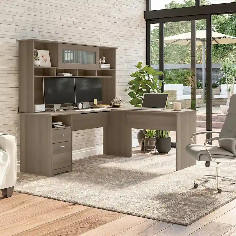 72W-Aufsatzschrank für den Schreibtisch mit geriffelter Glastür - 72x12x36 in.