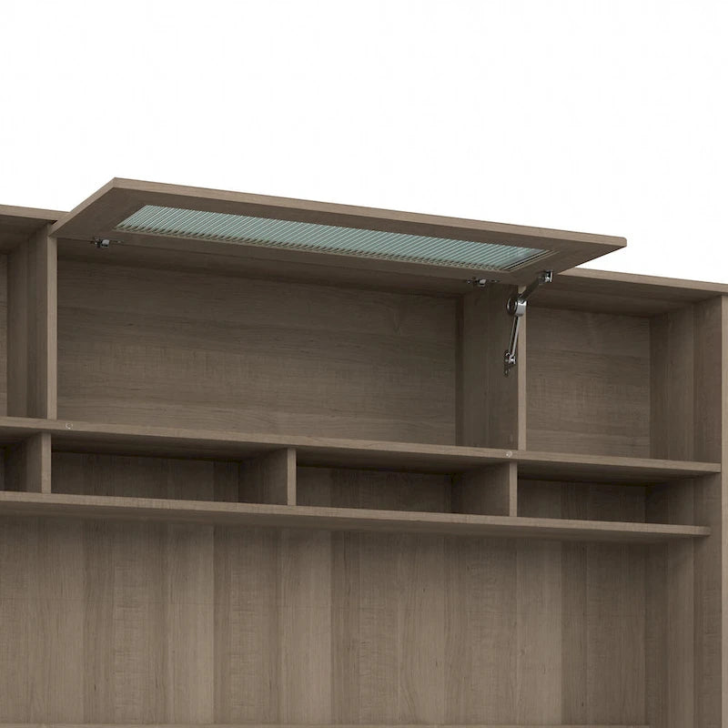 72W-Aufsatzschrank für den Schreibtisch mit geriffelter Glastür - 72x12x36 in.