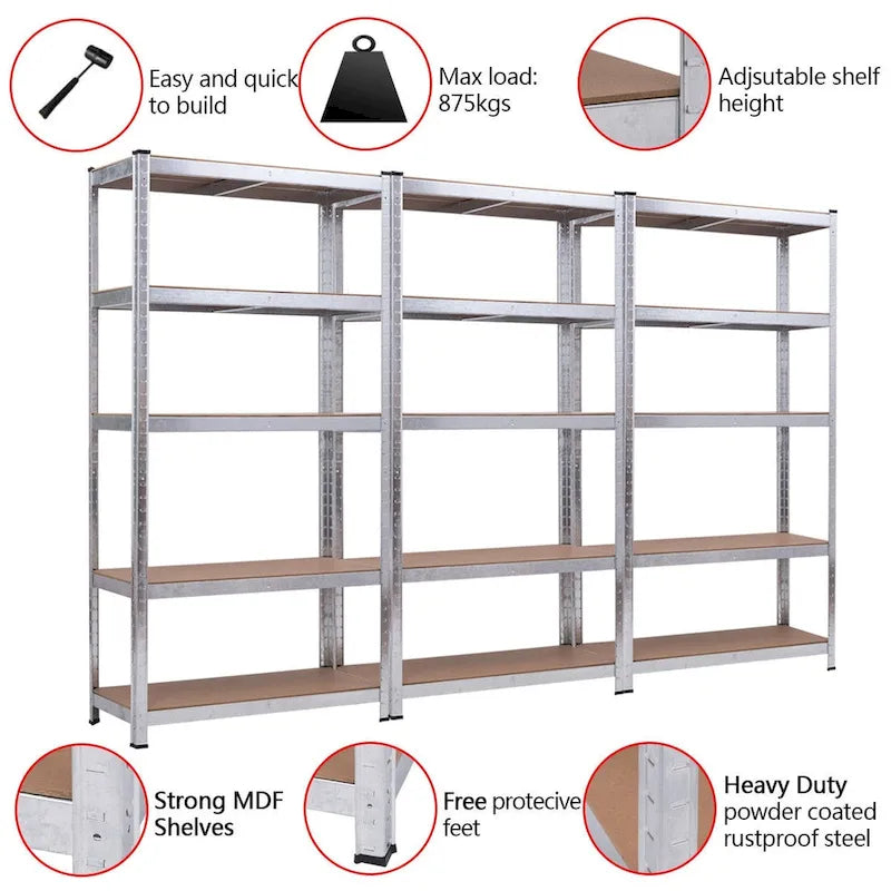 71" Heavy Duty 5-Level Storage Shelf - 35.5 x 15.76 x 71 in.