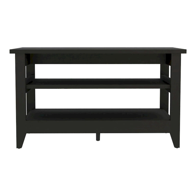 Storage Bench with 2 Open Shelves and 4 Legs - 43.3x17.7x24.9 in.