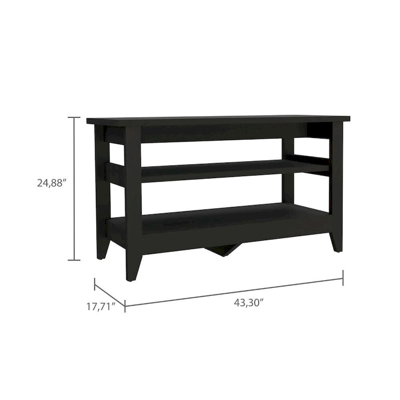 Storage Bench with 2 Open Shelves and 4 Legs - 43.3x17.7x24.9 in.