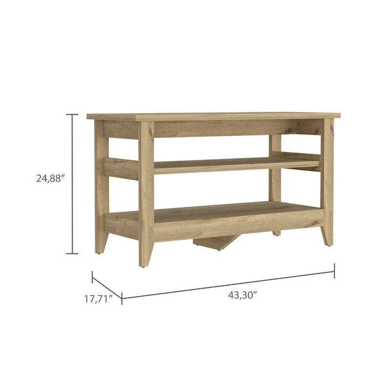 Sitzbank mit Stauraum, 2 offenen Ablagen und 4 Beinen - 43.3x17.7x24.9 Zoll