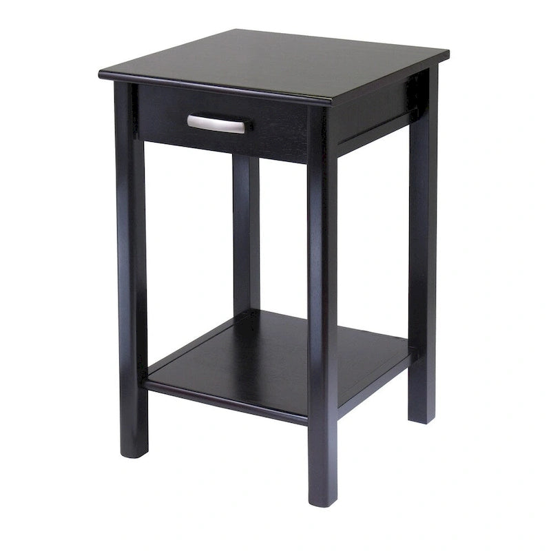 End Table / Printer Table with Drawer and Lower Shelf - Espresso