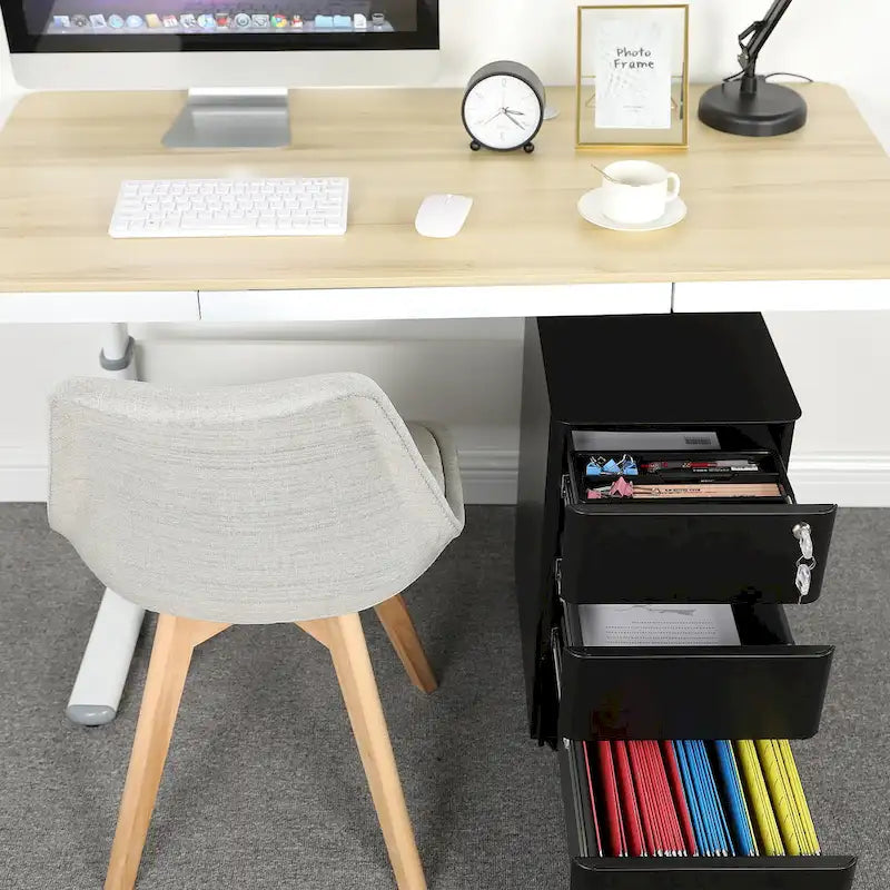 Modern 3-Drawer Mobile Steel File Cabinet