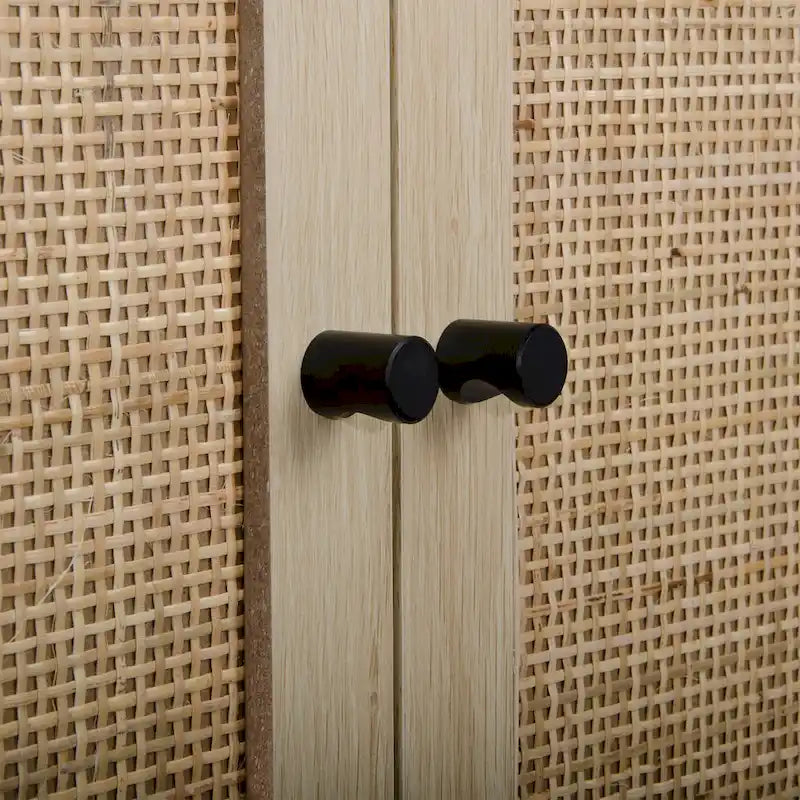 Aufbewahrungsschrank für das Heimbüro mit Rattan-Dekor, 2 Türen und verstellbarem Einlegeboden