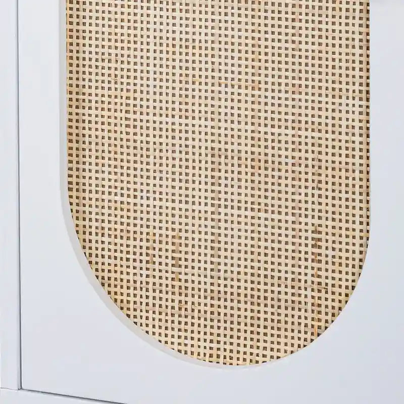 Aufbewahrungsschrank für das Heimbüro mit Rattan-Dekor, 2 Türen und verstellbarem Einlegeboden