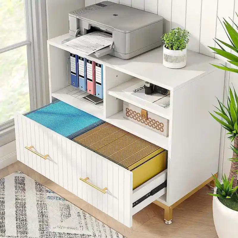 Seitlicher Aktenschrank mit Schublade, weißer Aktenschrank für A4/Letter