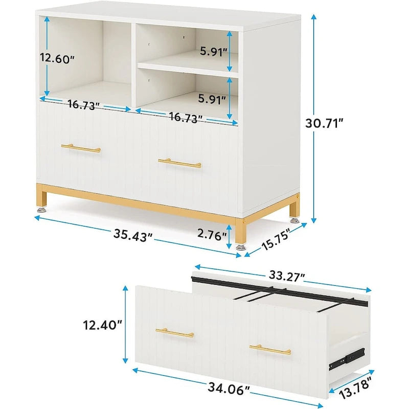 Seitlicher Aktenschrank mit Schublade, weißer Aktenschrank für A4/Letter