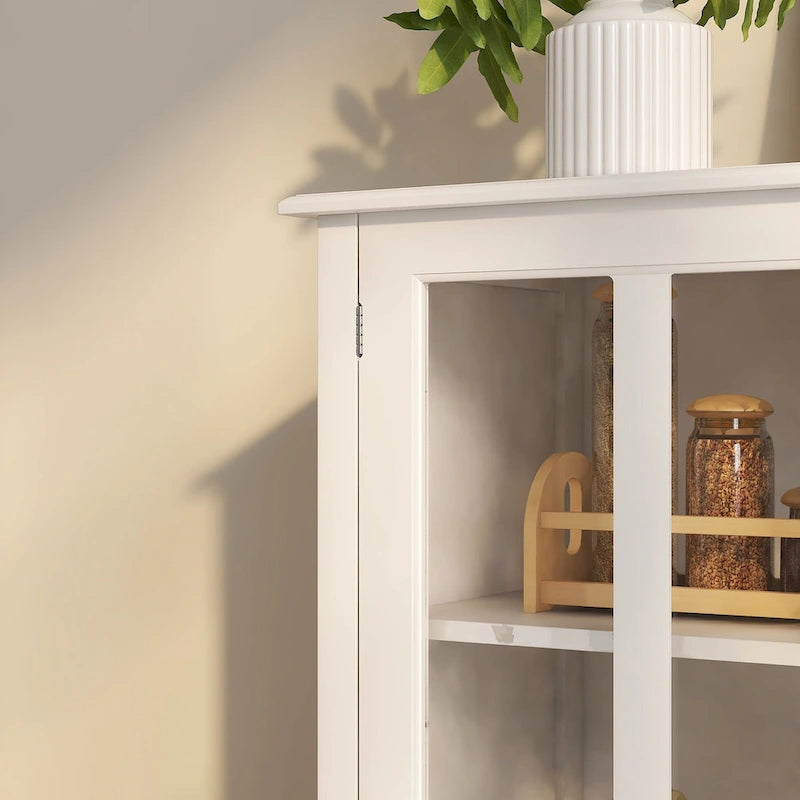 Buffetschrank mit zwei Glastüren und einzigartigem Glockengriff