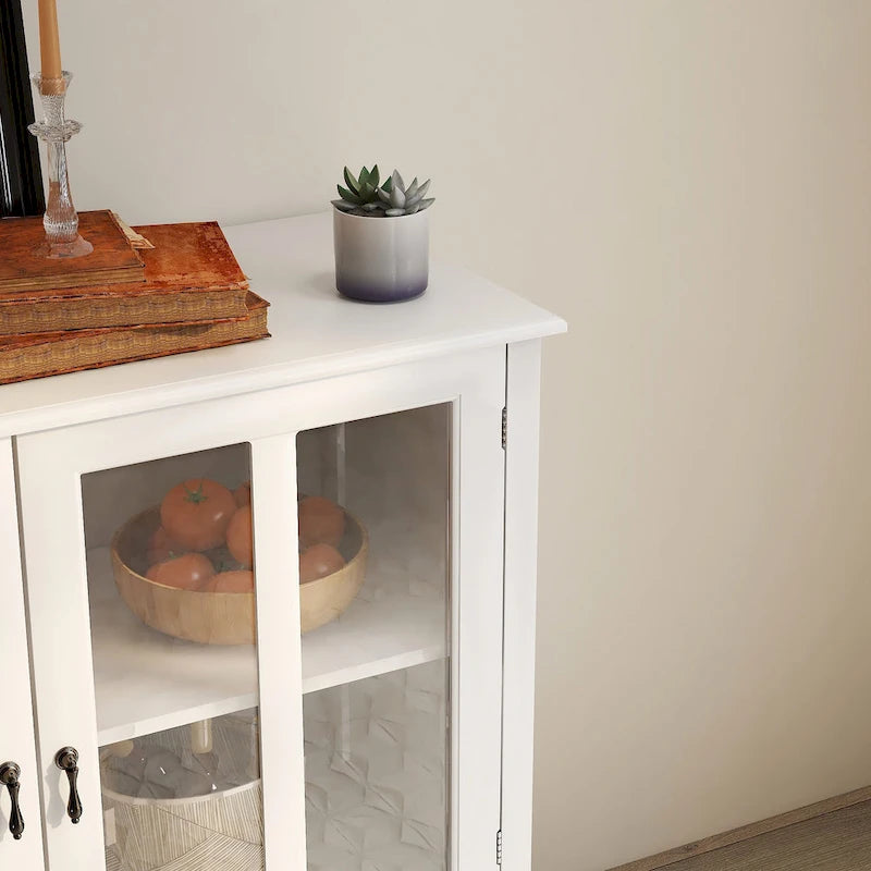 Buffetschrank mit zwei Glastüren und einzigartigem Glockengriff