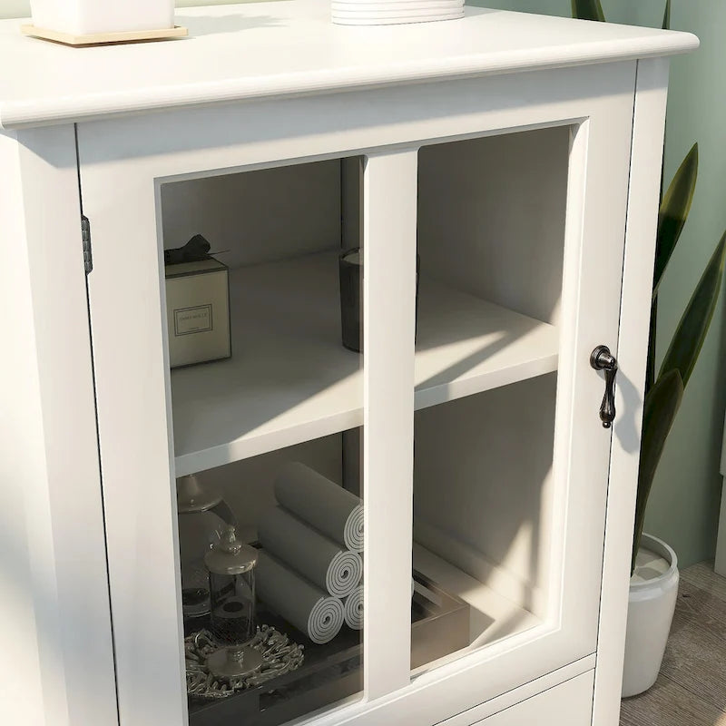 Buffetschrank mit zwei Glastüren und einzigartigem Glockengriff