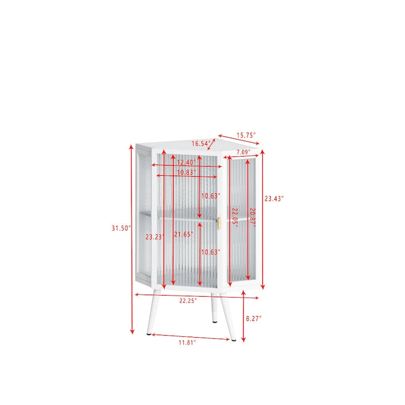 22.25 Floor Coner Cabinet with Tempered Glass Door
