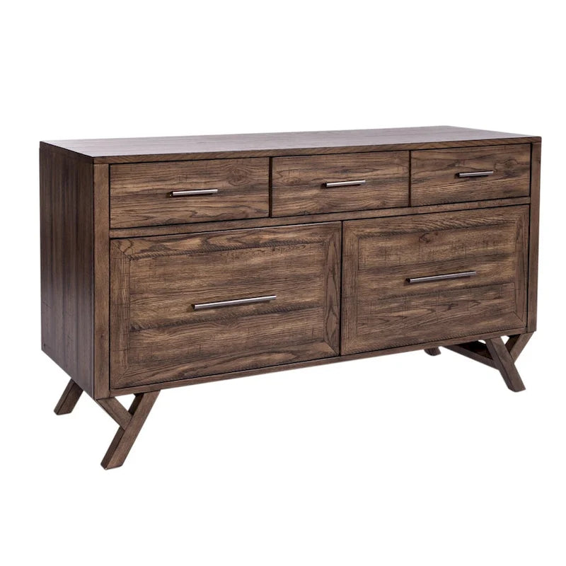 Weathered Chestnut Credenza Desk - 54W x 18D x 30H in.