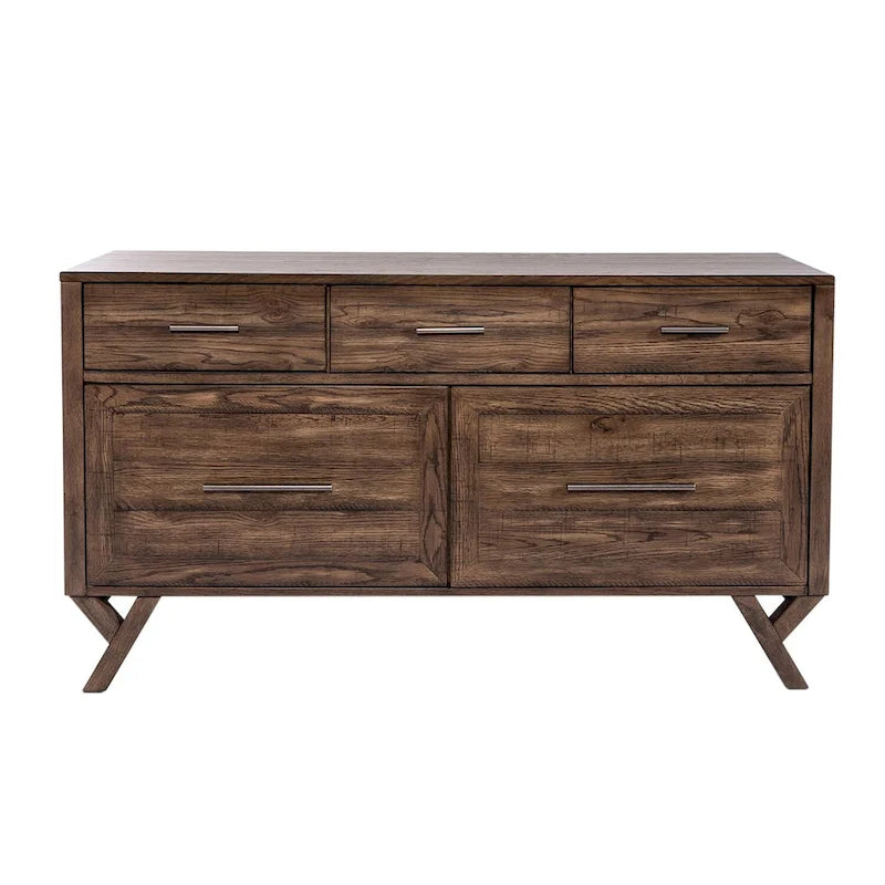 Weathered Chestnut Credenza Desk - 54W x 18D x 30H in.