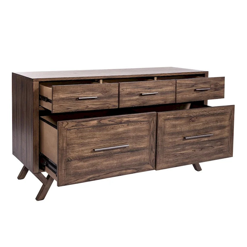 Weathered Chestnut Credenza Desk - 54W x 18D x 30H in.