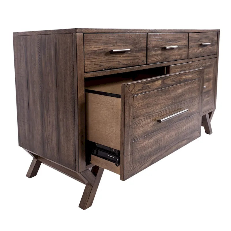 Weathered Chestnut Credenza Desk - 54W x 18D x 30H in.