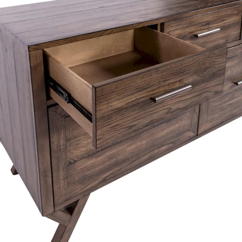 Weathered Chestnut Credenza Desk - 54W x 18D x 30H in.