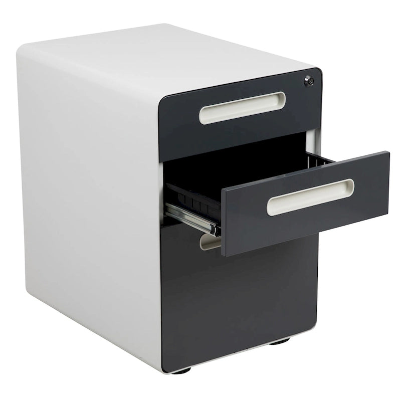 Ergonomic 3-Drawer Mobile Locking Filing Cabinet Storage Organizer