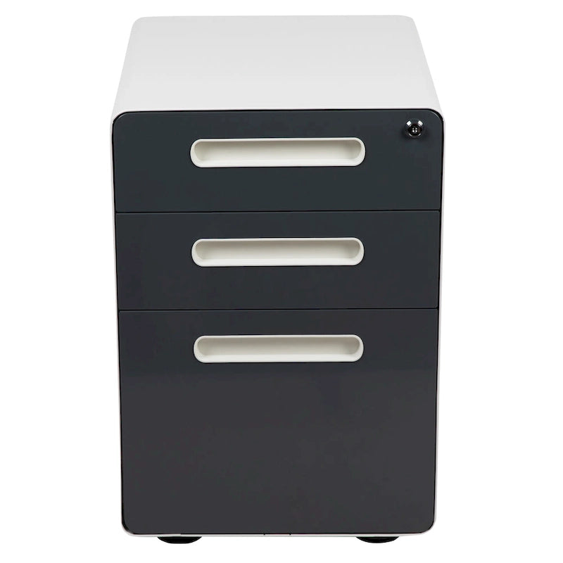 Ergonomic 3-Drawer Mobile Locking Filing Cabinet Storage Organizer