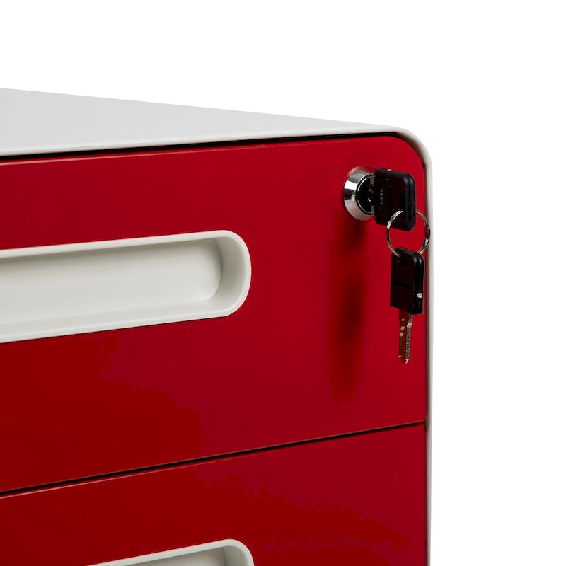 Ergonomic 3-Drawer Mobile Locking Filing Cabinet Storage Organizer