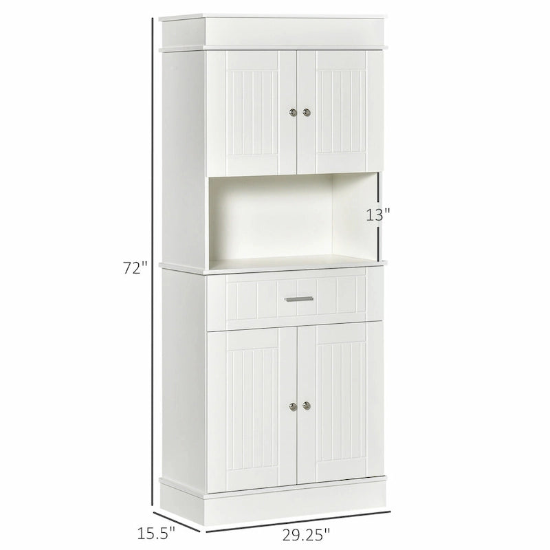 72-inch Kitchen Buffet Cabinet with Hutch and Utility Drawer - Brown