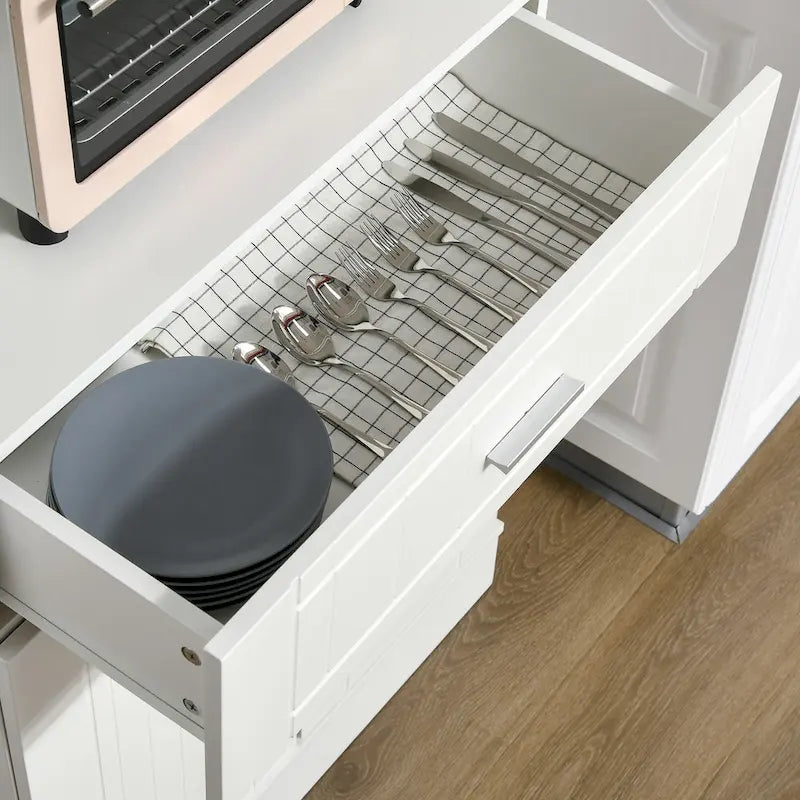 72 Zoll Küchen-Buffetschrank mit Aufsatz und Utensilienschublade - Braun