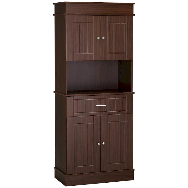 72 Zoll Küchen-Buffetschrank mit Aufsatz und Utensilienschublade - Braun