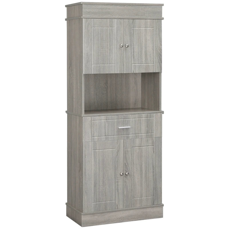 72 Zoll Küchen-Buffetschrank mit Aufsatz und Utensilienschublade - Braun