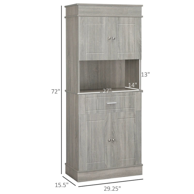 72 Zoll Küchen-Buffetschrank mit Aufsatz und Utensilienschublade - Braun