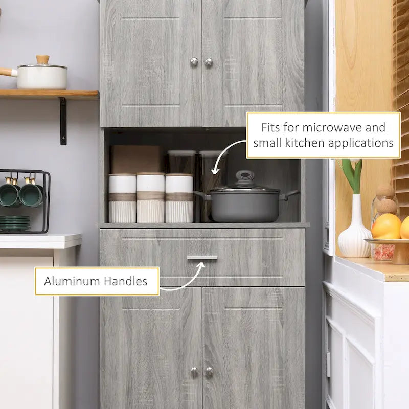 72 Zoll Küchen-Buffetschrank mit Aufsatz und Utensilienschublade - Braun
