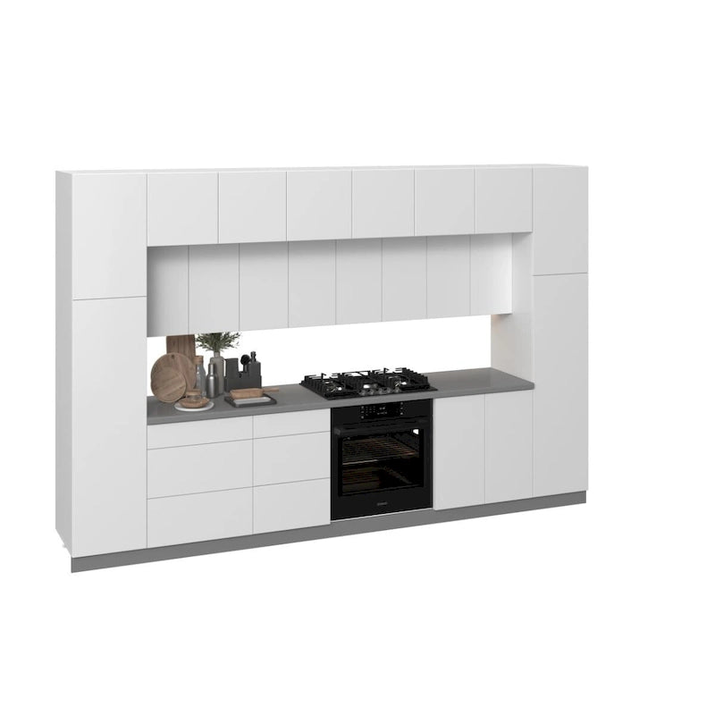 Kitchen White Gloss Cabinet Set 12Ft Wide - 143x24