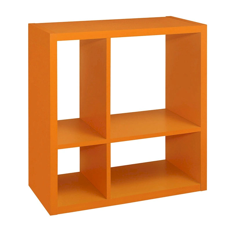 Offenes Bücherregal mit 4 Fächern, Organizer und Ablage für Kinderspielzeug (Orange)