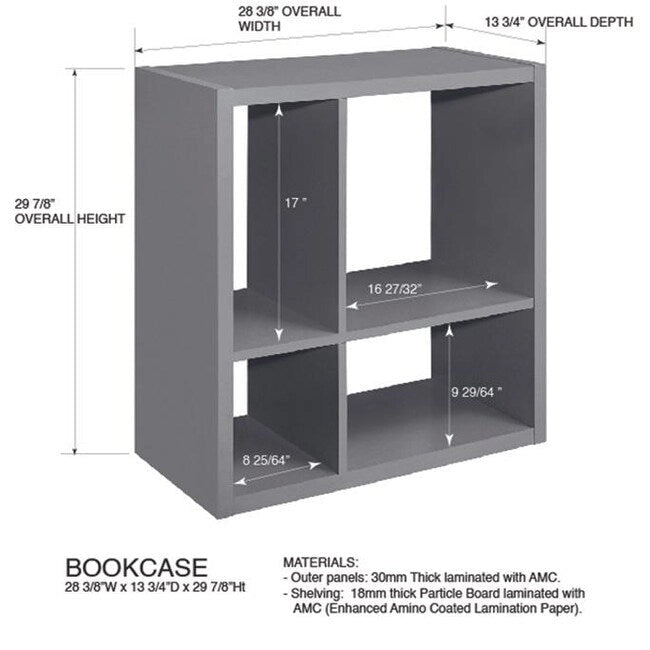 4-Cube Open Bookcase, Kids Toy Storage Shelf Organizer (Orange)