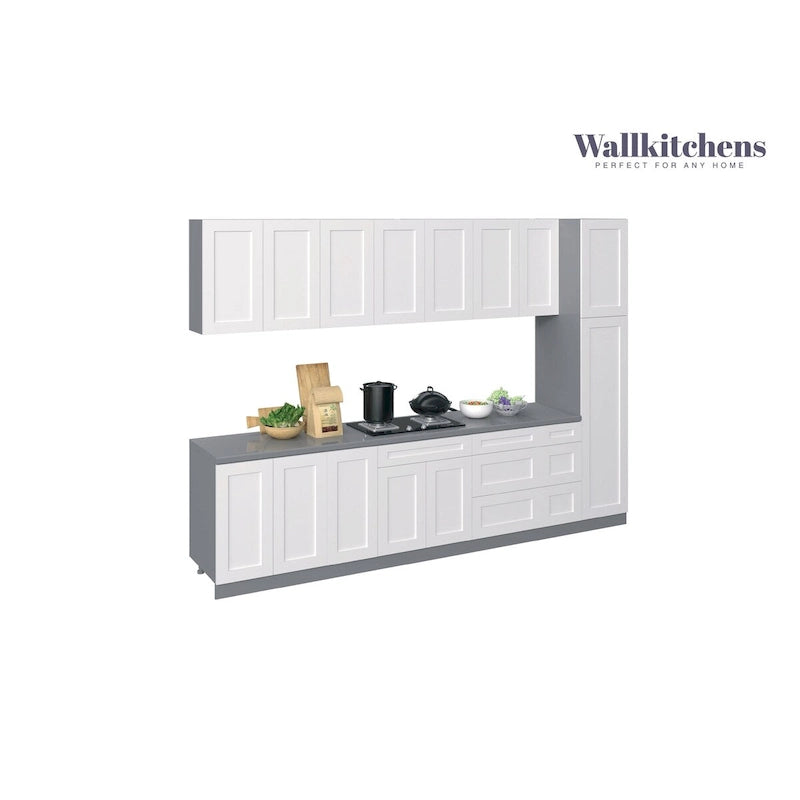 Kitchen White Matte Cabinet Set 11Ft Wide - 132x24