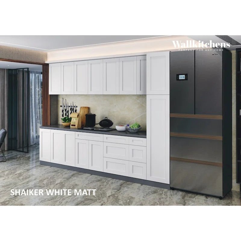 Kitchen White Matte Cabinet Set 11Ft Wide - 132x24