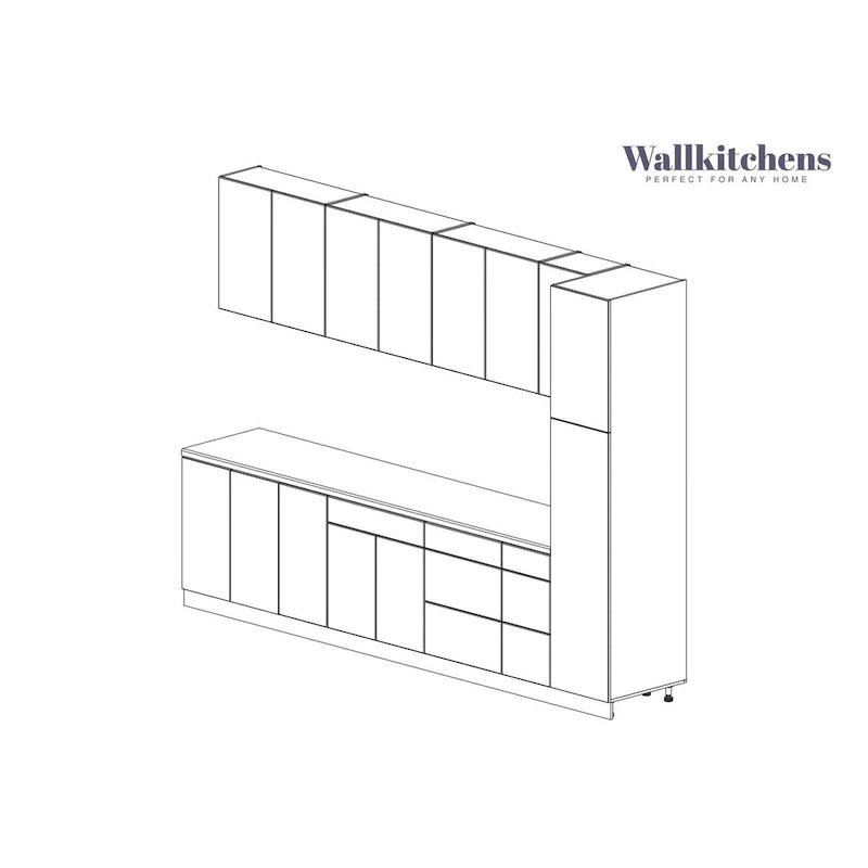 Kitchen White Matte Cabinet Set 11Ft Wide - 132x24