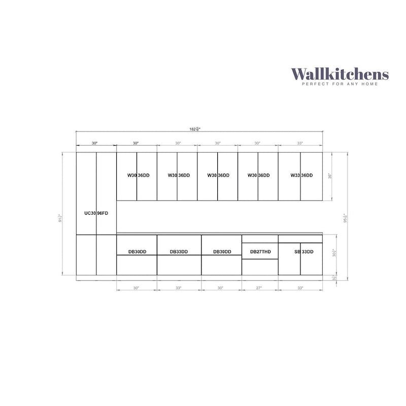 Küchen-Unterschrank-Set in Weiß, matt, 15 Fuß breit - 182x24