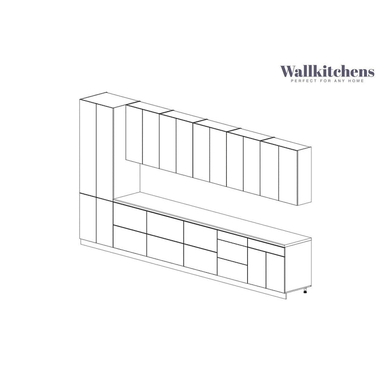 Kitchen White Matte Base Cabinet Set 15Ft Wide - 182x24
