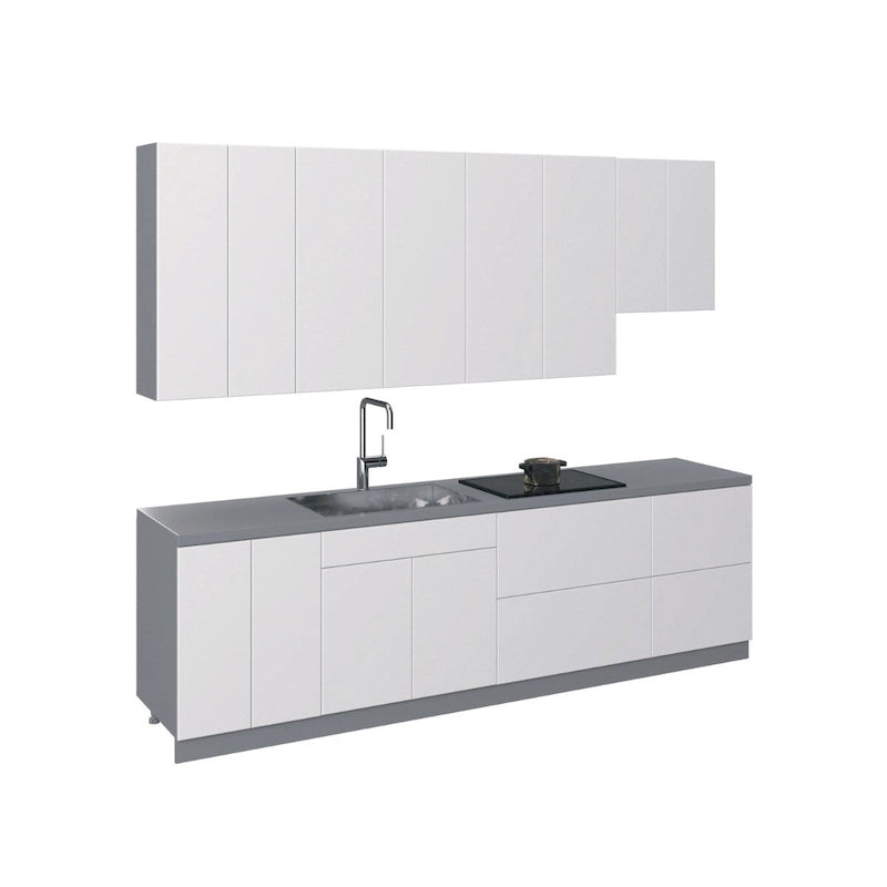 Kitchen White Gloss Base Cabinet Set - 9.5 Ft Wide (114x24)