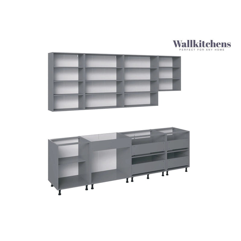 Kitchen White Gloss Base Cabinet Set - 9.5 Ft Wide (114x24)