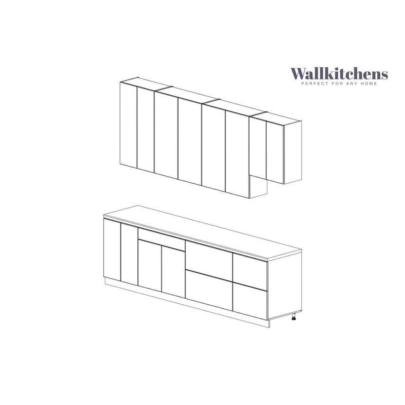 Weiße Hochglanz-Unterschrankgarnitur für die Küche - 9.5 Ft breit (114x24)