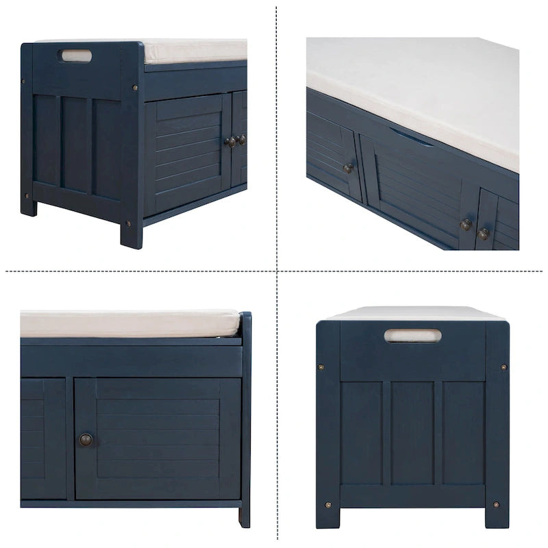 43.5 Storage Bench With Linen Blend Cushion