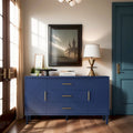 Stilvoller und funktionaler Schrank mit 2 Türen und 3 Schubladen, Schnitzoptik, für Schlafzimmer, Wohnzimmer und Büro, einfache Montage, Marineblau