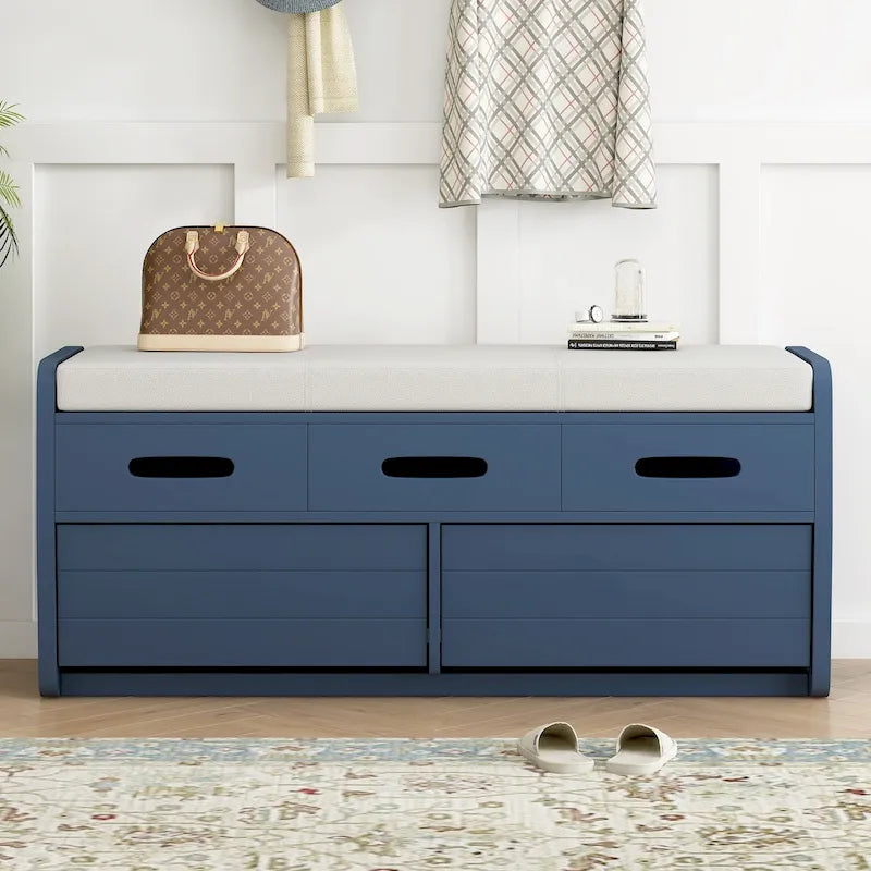 Rustic Storage Bench with 2 Drawers and Hidden Storage - 40.9 x 15 in. Seat